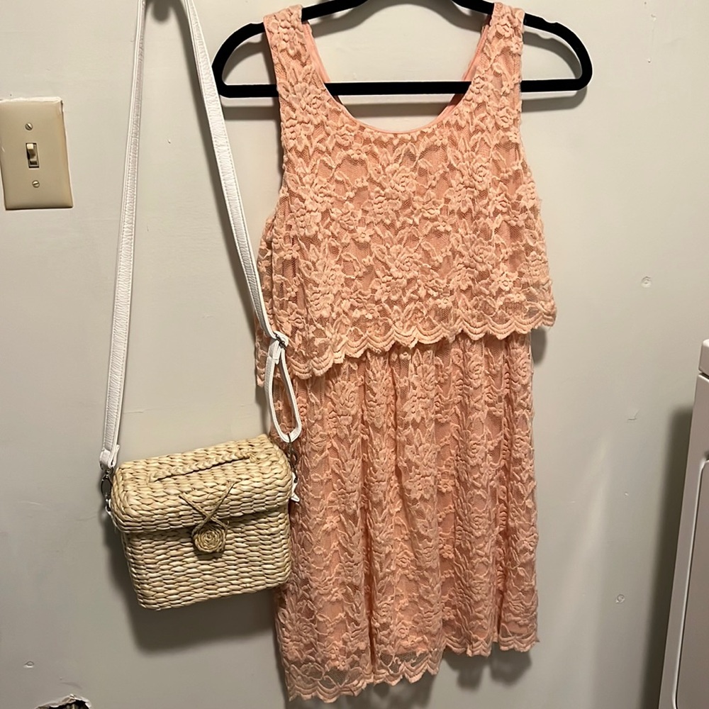 Salmon pink lace tank dress - perfect for weddings!